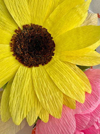 Detailed view of P.S. I  🖤 You | Paper Peony and Sunflower Bouquet - Unwilted