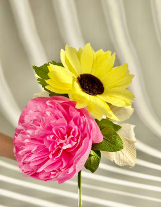 P.S. I  🖤 You | Paper Peony and Sunflower Bouquet - Unwilted