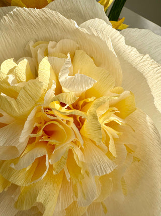 Detailed view of Winter Solstice | Paper Peony and Sunflower Bouquet - unwilted