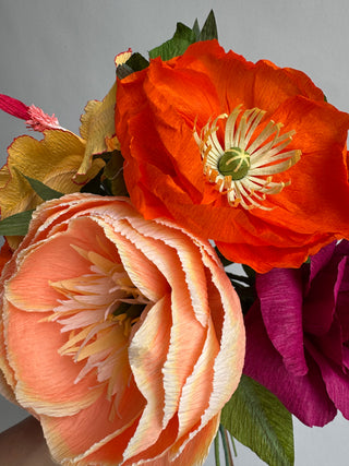 Golden Hour | Assorted Paper Hibiscus and Peony Bouquet - unwilted