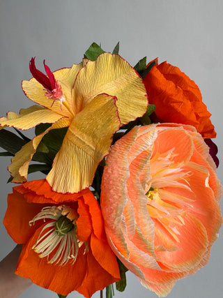 Golden Hour | Assorted Paper Hibiscus and Peony Bouquet - unwilted
