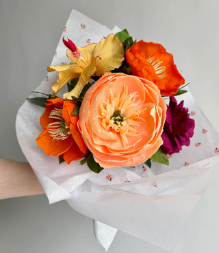 Golden Hour | Assorted Paper Hibiscus and Peony Bouquet - unwilted